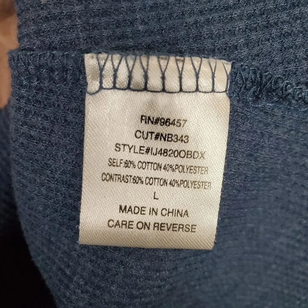 Altar'd State Thermal Henley Long Sleeve Blue Tee Size Large
